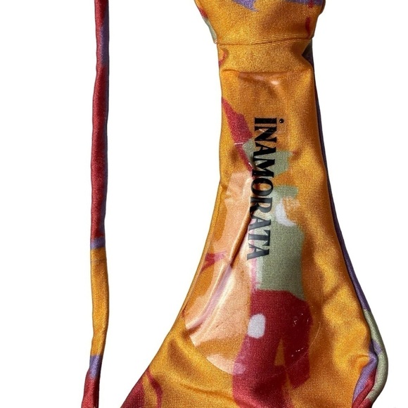 INAMORATA LAS OLAS BOTTOM TIE SIDE RUCHED INKED SAFFRON BIKINI BOTTOMS - Picture 7 of 10